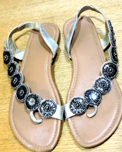 Sandali metallizzati con perline piatte marca Maurice's TG 8 - Foto 1 di 6
