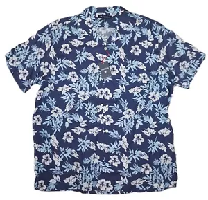 Daniel Cremieux S/S hawaiianisches Shirt XXL pfauenblau Blumenmuster neu mit Etikett (DSS536) - Bild 1 von 2