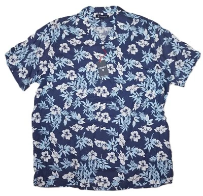 Camisa Hawaiana Daniel Cremieux S/S XL Azul Chaquetón Floral Nueva con Etiquetas (DSS535) Foto 1 de 2