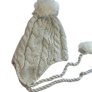 SALE! Eugenia Kim Ivory Sparkle Ear Flap Beanie w/ Pom-Pom, “Kayla”, NWT!! - Picture 1 of 4