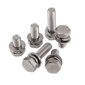 M10 M12 304 SS HEX Cap Head Screws Sems Screws Spring Plain Washer Assemblies - Picture 1 of 6