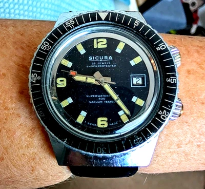 Gents 1968 SS Sicura Diver Style Automatic EB 23J Date Watch Serviced - Image 1 of 4