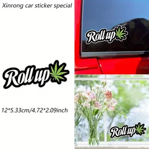 Roll Up Marijuana Leaf Vinyl Decal - 420 Humor Cannabis Sticker for Cars, Laptop - Bild 1 von 5