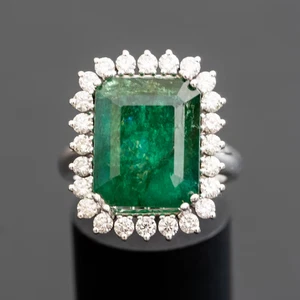 6.00 Ct Natural Emerald Diamond Engagement Proposal Ring Solid 18K White Gold - Picture 1 of 10