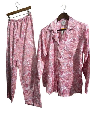 Pijama Miss Elaine 2 Piezas Rosa Paisley Talla Pequeña NUEVO Foto 1 de 4