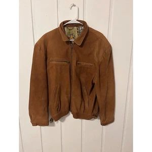 Chaqueta de bombardero suelta vintage de cuero genuino desnudo con bolsillos con cremallera - Imagen 1 de 13