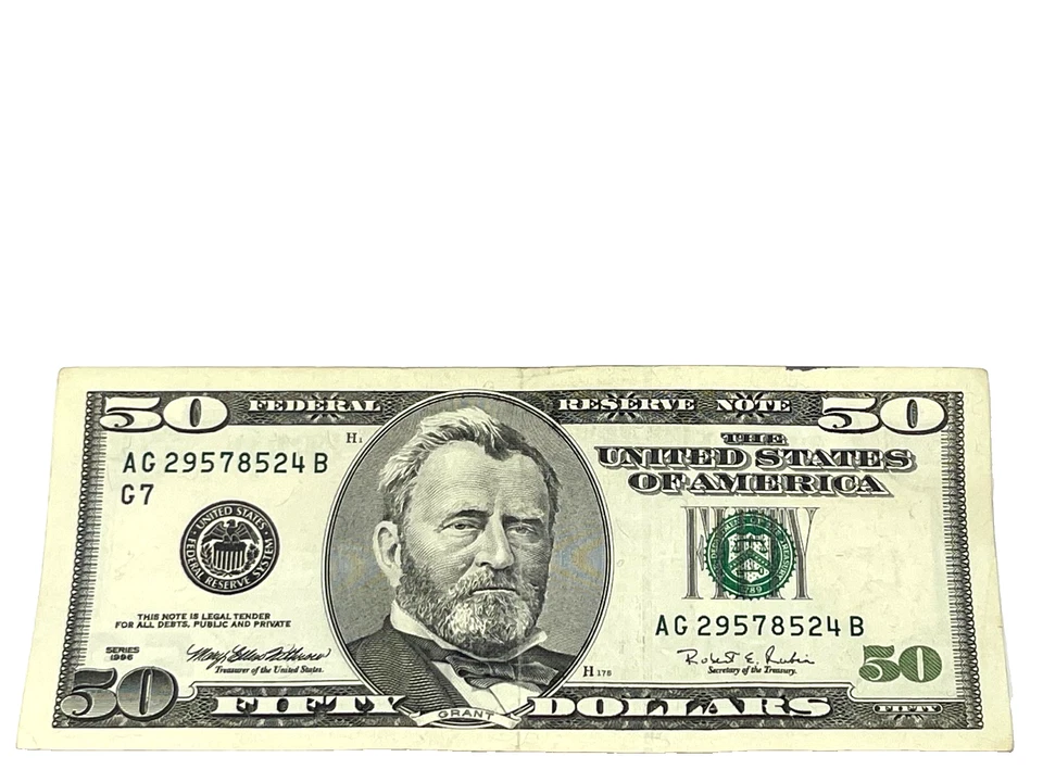 U.S. 1996 $50 FEDERAL RESERVE NOTE, Crisp, S/N AG 29578524 B (#480) - Image 1 of 2