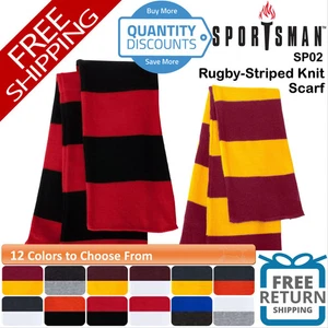 🔥 Sportsman Herren Rugby-gestreifter Strickschal Acrylmischung Strick 69 x 7" SP02 - Bild 1 von 19