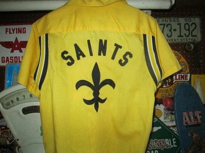 Camisa de Bowling Hilton Años 60 70 De Colección Punto de Cadena Nombre (Frente) New Orleans Saints Foto 1 de 4