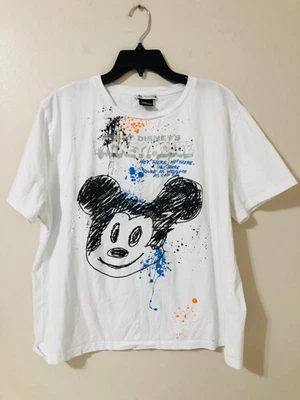 Camiseta Disney Por Zara Diseños de Mickey Mouse Talla XL Blanca Manga Corta Dibujo Artístico Foto 1 de 4