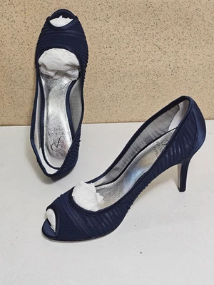 Nuevo PAPELL Mujer Talla 5.5, 6 AZUL Peep Pump con Suela de Cuero Sandalia Tacón Zapatos Foto 1 de 4
