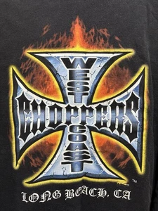 Vintage Shirt West Coast Choppers Fire Flame Cross Emblem Long Sleeve Beach Rare - Picture 1 of 7