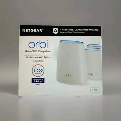 NETGEAR RBK43S Orbi AC2200 Tri-Band Mesh Whole Home Wi-Fi System 3 Pack NoB - Image 1 of 2