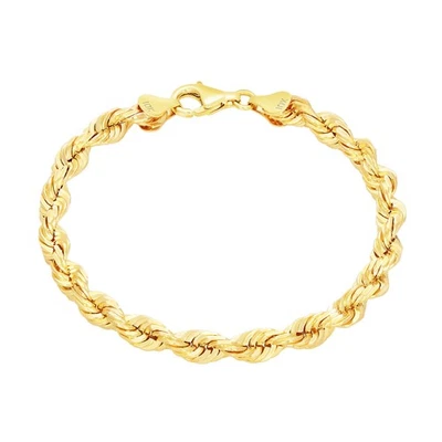 Brazalete de cadena de cuerda D/C de oro amarillo de 10K de 2 mm-7 mm para hombres y mujeres de 7" 7,5" 8" 8,5" 9" Foto 1 de 4