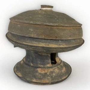 Tazón de pedestal de cerámica coreana Silla Dynasty 57BC - 935AD con tapa pequeñas astillas - Imagen 1 de 24