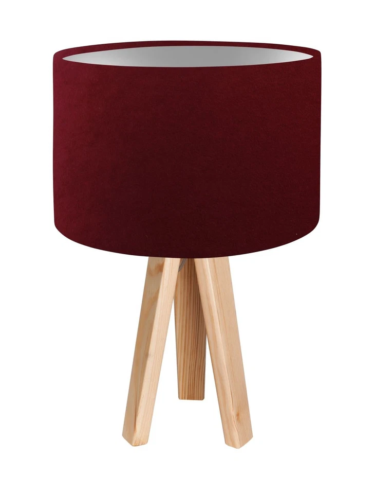 Tischleuchte Rosso Argento 46cm Alto Legno Tessuto E27 Treppiedi Comodino Aimee - Immagine 1 di 1