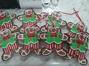 8 Gingerbread Cookie Cutter Christmas Ornaments New No Tags Adorable 4"x4" - Picture 1 of 4