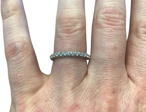 Brillante Bianco Zircone Cubico Pietra Donna Anello 925 Argento Misura 7 US - Foto 1 di 9