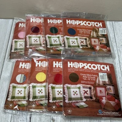 Charles Craft HOPSCOTCH Aida 14 Cross Stitch Fabric Lot of 8 Multicolor NEW (B) - Image 1 of 4