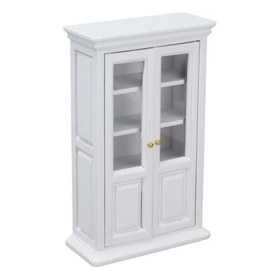 White 1:12 Dollhouse Miniature Bookshelf Cabinet Mini Wooden Dollhouse - Image 1 of 4