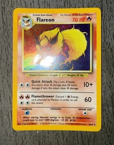 Pokémon TCG Flareon Jungle 3/64 Unlimited Holo Rare *No Symbol Error Front NM - Picture 1 of 6