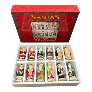 Santas From Around the World Dated Porcelain Hand Painted Figurine Set w Box COA - Picture 1 of 22