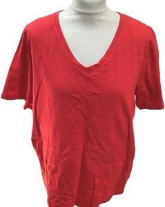 TU ROJO BRILLANTE 100% Algodón Cuello en V Camiseta Manga S Reino Unido 16 PUBLICACIÓN GRATUITA - Imagen 1 de 6