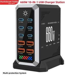HW186 10-IN-1 USB Charger Station 660W Gallium Nitride w/ Multi-protection - Picture 1 of 8