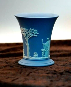 Vintage Wedgwood Blue Jasper Ware Vase Greek Mythology - Picture 1 of 9