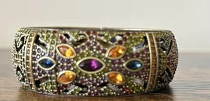 Heidi Daus Hinged Cuff Bracelet Hidden Watch Amethyst, Orange, Peridot, Blue - Picture 1 of 3
