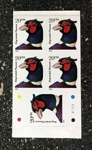 1999USA 20c #3051Ab Pheasant - Bottom Pane of 5 (1998 Date) - Picture 1 of 1