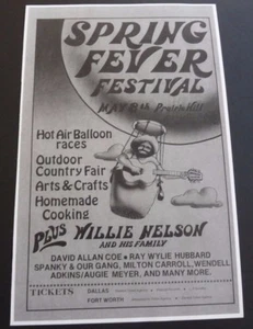 Póster volante concierto Willie Nelson 7x11 copia 8 de mayo 1976 Prairie Hill - Imagen 1 de 1