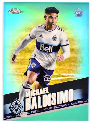 MICHAEL BALDISIMO - 2022 Topps Chrome MLS Aqua Lava RC,SN #196 Whitecaps - Image 1 of 2