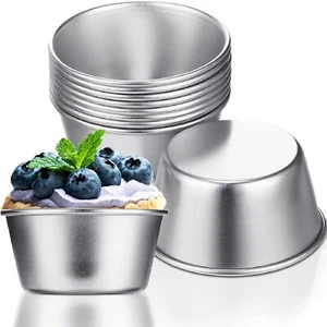 10pcs Individual Flan Molds Egg Tart Molds Pudding Cups Mini Cake Molten Pans - Picture 1 of 7