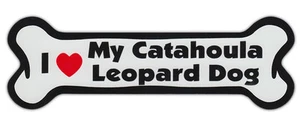 Dog Bone Shaped Car Magnets: I LOVE MY CATAHOULA LEOPARD - Picture 1 of 1