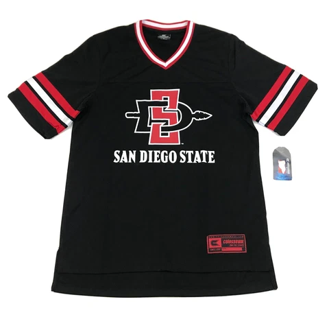 NEW San Diego State Aztecs Jersey Size Medium M Black Tee Short Sleeve NCAA -3 Cover