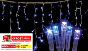 960 LED 23.9M BLUE/WHITE ICICLE CHRISTMAS LIGHTS WITH 8 FUNCTIONS & MEMORY - Picture 1 of 7