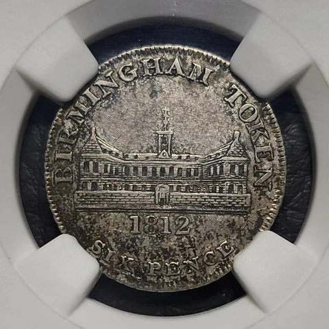 Silver 1812 Great Britain Token 6 Pence | NGC XF45 - Birmingham The Workhouse Cover