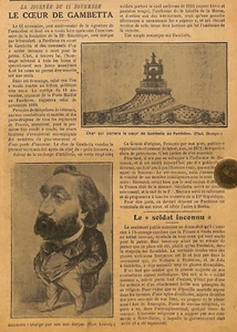 JOURNÉE DU 11 NOVEMBRE / LE COEUR DE GAMBETTA AU PANTHÉON / ADP 1920 - Picture 1 of 1