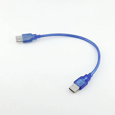 USB 2.0 A Male To USB 2.0 A Male Data Connector Adapter Extension Cable Blue 1FT - Image 1 of 4