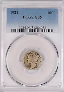 1921 Mercury Dime PCGS G06 G 6 Silver Coin 10C - Picture 1 of 2