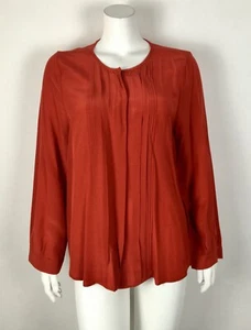 Joie Women’s 100% Silk Blouse Large Button Up Pleated Front Long Sleeve Rust - Picture 1 of 5