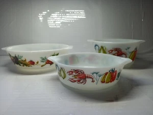 Vintage JAJ Pyrex Lobster & Vegetable Nesting Bowls - Set of 3 - Made In England - Picture 1 of 13