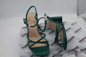 Tinstree Damen-Sandalen grün eckige Zehenpartie Riemchen PU-Leder klobiger Blockabsatz 8 - Bild 1 von 7