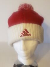 Adidas With Embroidered Cowboy Cuffed Knit Pom Winter Beanie Hat Red & White