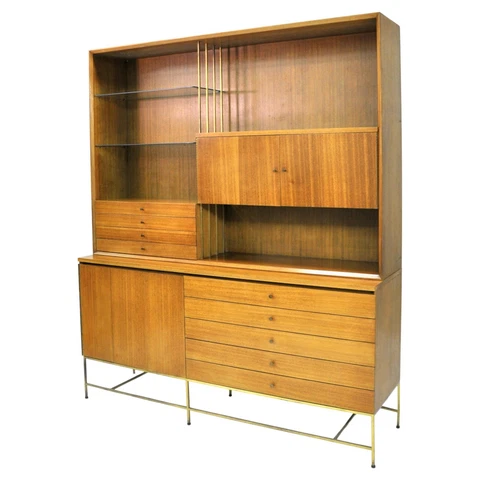 Paul McCobb Irwin Collection Mahogany Brass Credenza Hutch Calvin MidCentury 50s Cover