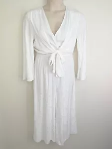 Topshop jumpsuit size 12 white leopard jacquard elastic waist wide leg hens - Picture 1 of 9