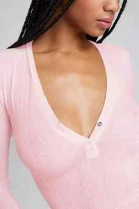 Negative Underwear Women’s Whipped Henley (Choose Sz) In Babe(Pink) - MSRP $125 - Picture 1 of 4