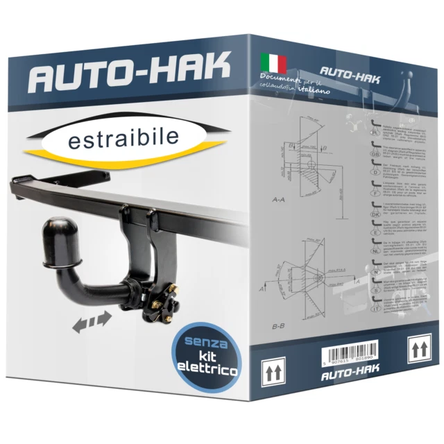 Auto-Hak Gancio Traino Estraibile per Fiat Doblo Van 2005-2009