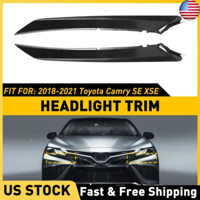 Se adapta a Toyota Camry 2018-2023 faros delanteros derecho moldura negro brillante Foto 1 de 4